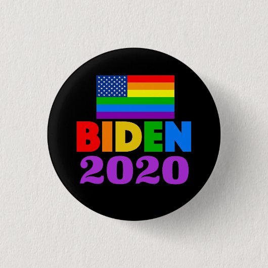 Biden 2020 Rainbow Gay Pride Ronde Button 3,2 Cm (Voorkant)