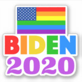 Biden 2020 Rainbow Gay Pride Sticker (Voorkant)