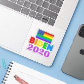 Biden 2020 Rainbow Gay Pride Sticker (Laptop met iPhone)
