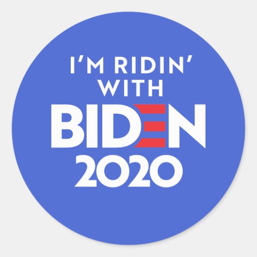 BIDEN 2020 - Ridin met Biden Ronde Sticker (Voorkant)