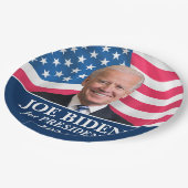 Biden 2024 - Foto met Amerikaanse vlag Papieren Bordje (Gekanteld)