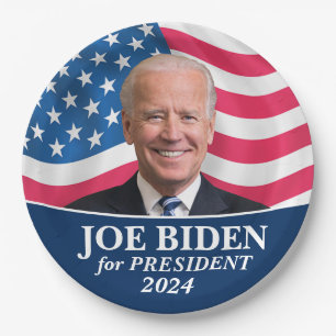 Biden 2024 - Foto met Amerikaanse vlag Papieren Bordje