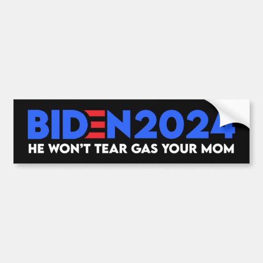 Biden 2024 Hij laat je moeder geen gas scheuren Bumpersticker (Voorkant)