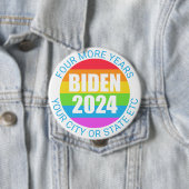 Biden 2024 Regenboogkleuren 4 Meer Jaar Campagne Ronde Button 4,0 Cm (In situ)