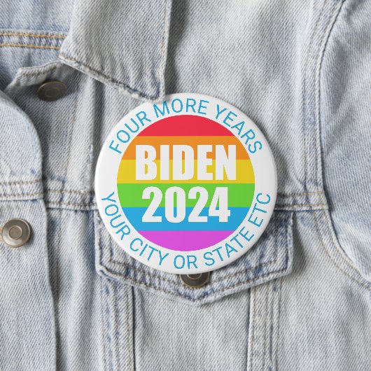 Biden 2024 Regenboogkleuren 4 Meer Jaar Campagne Ronde Button 4,0 Cm (In situ)