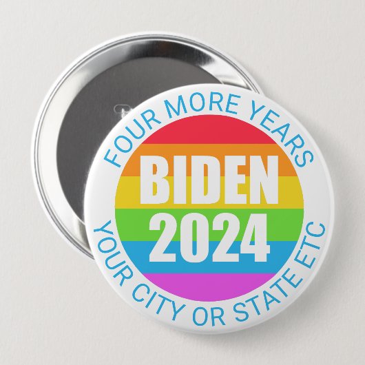 Biden 2024 Regenboogkleuren 4 Meer Jaar Campagne Ronde Button 4,0 Cm (Voorkant /achterkant)