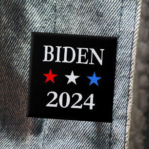 Biden 2024 US President Three Patriotic Stars Vierkante Button 5,1 Cm