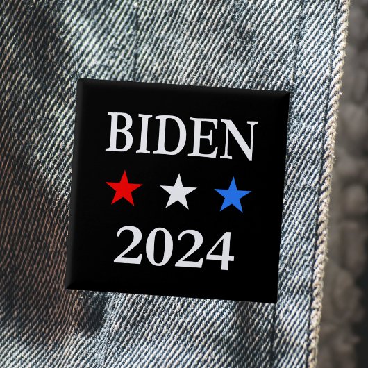 Biden 2024 US President Three Patriotic Stars Vierkante Button 5,1 Cm