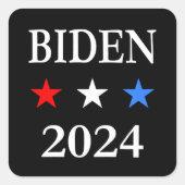 Biden 2024 US President Three Patriotic Stars Vierkante Sticker (Voorkant)
