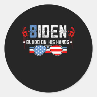 Biden bloed op zijn handen ronde sticker