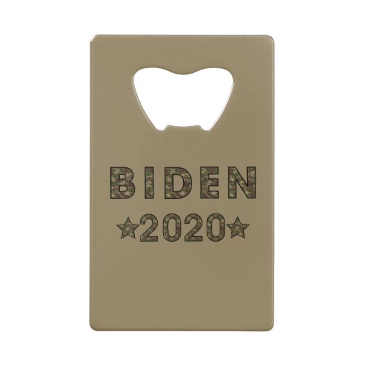 Biden Camouflage Bruine Achtergrond Creditkaart Flessenopener (Voorkant)