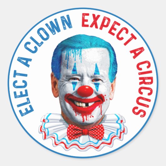 Biden clown gezicht anti Biden Pro Trump 2024 Ronde Sticker (Voorkant)