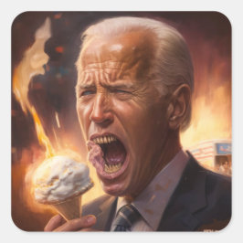 Biden die ijs eten terwijl de wereld brandt vierkante sticker