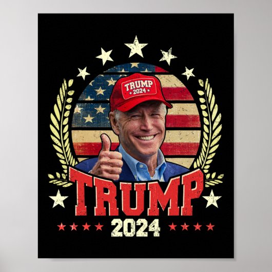 Biden draagt Trump rood Pet Shirt Funny Trump 2024 Poster (Voorkant)