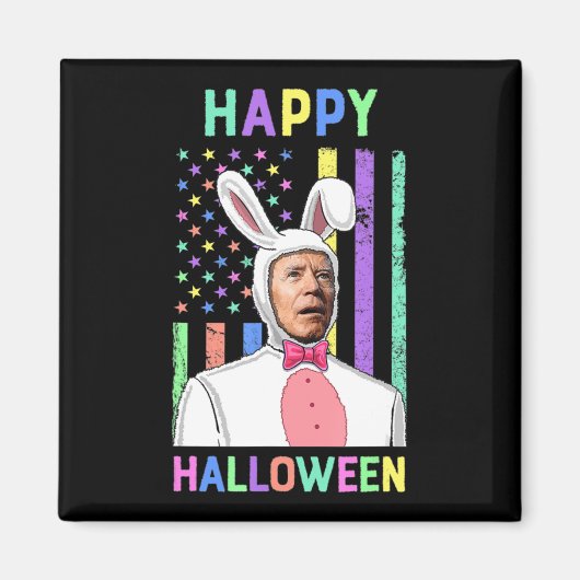 Biden Easter Happy Halloween Bunny Joe Paasvlag Magneet (Voorkant)