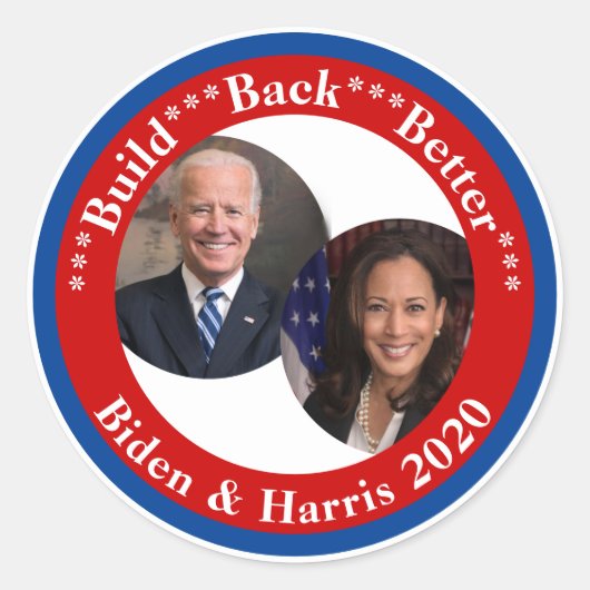 Biden en Harris - Bouwen beter 2020 Ronde Sticker (Voorkant)