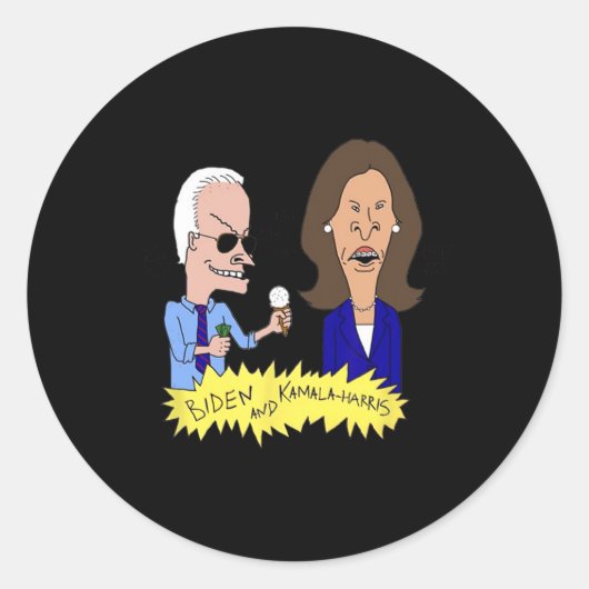 Biden en Kamala-Harris parodie Ronde Sticker (Voorkant)
