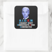 Biden grootste idioot anti Biden Pro troef 2024 Vierkante Sticker (Tas)
