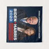 Biden Harris 2020 Blauwe Campagnebanners Wandkleed (Voorkant (horizontaal))