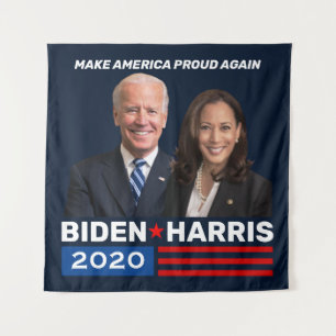 Biden Harris 2020 Blauwe Campagnebanners Wandkleed