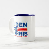 Biden Harris 2020 Campaign Blue White Two-Tone Tweekleurige Koffiemok (Voorkant links)