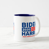 Biden Harris 2020 Campaign Blue White Two-Tone Tweekleurige Koffiemok (Voorkant rechts)