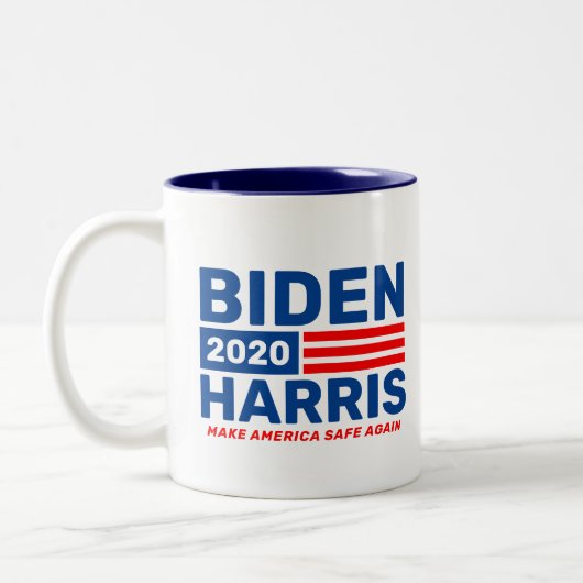 Biden Harris 2020 Campaign Blue White Two-Tone Tweekleurige Koffiemok (Links)
