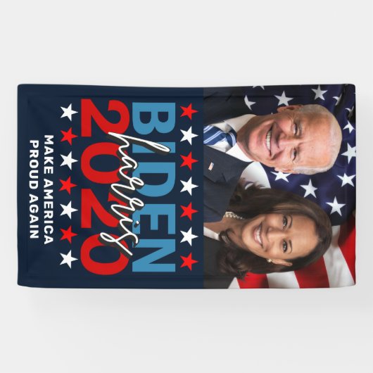 Biden Harris 2020 Campaign Patriottic Photo Spandoek (Horizontaal)