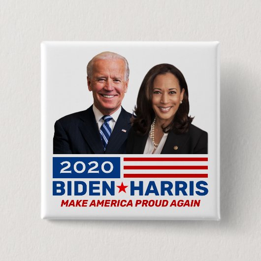 Biden Harris 2020 Collectible Buttonnen van de Cam Vierkante Button 5,1 Cm (Voorkant)