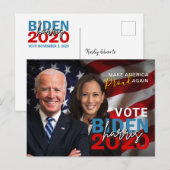 Biden Harris 2020 Collector's Patriottische Foto Briefkaart (Voorkant / Achterkant)
