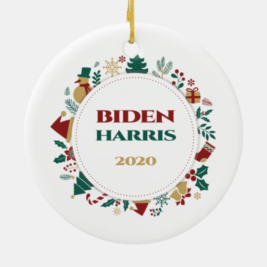 Biden/Harris 2020 feestelijke kerst Keramisch Ornament (Achterkant)