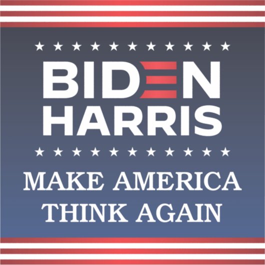 Biden Harris 2020 Laat Amerika weer denken Bumper Sticker (Voorkant)