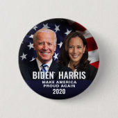 Biden Harris 2020 Patriottische vlag Foto Button (Voorkant)