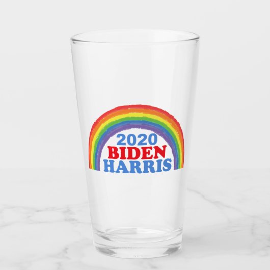 Biden Harris 2020 Regenboog Glas (Voorkant)