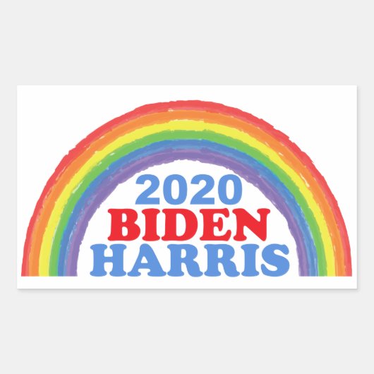 Biden Harris 2020 Regenboog Rechthoekige Sticker (Voorkant)