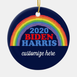 Biden Harris 2020 Regenboogkerstmis, aangepast Keramisch Ornament