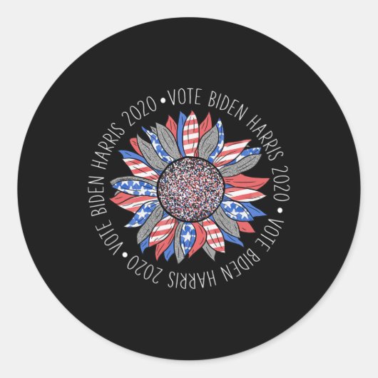 Biden Harris 2020 Schattige Rood Wit Blauw Zonnebl Ronde Sticker (Voorkant)