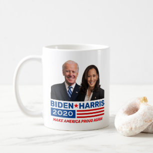 Biden Harris 2020 Verkiezing Rood wit blauw met fo Koffiemok