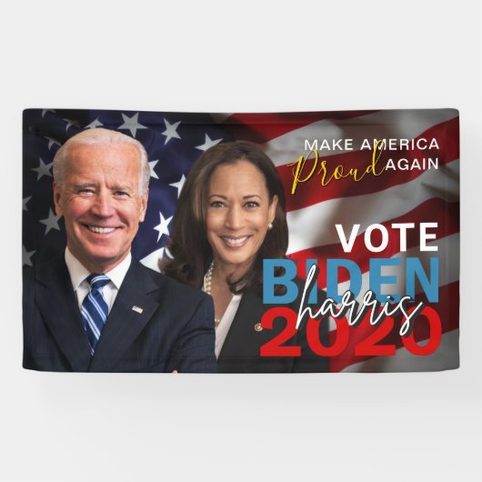 Biden Harris 2020 Verkiezingspatriottische foto Spandoek (Horizontaal)