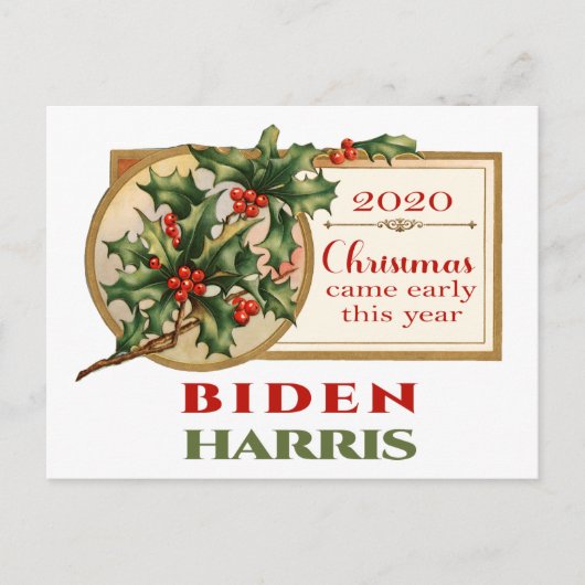 Biden/Harris 2020 Vintage kerstFloral Feestdagenkaart (Voorkant)
