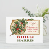 Biden/Harris 2020 Vintage kerstFloral Feestdagenkaart (Staand voorkant)