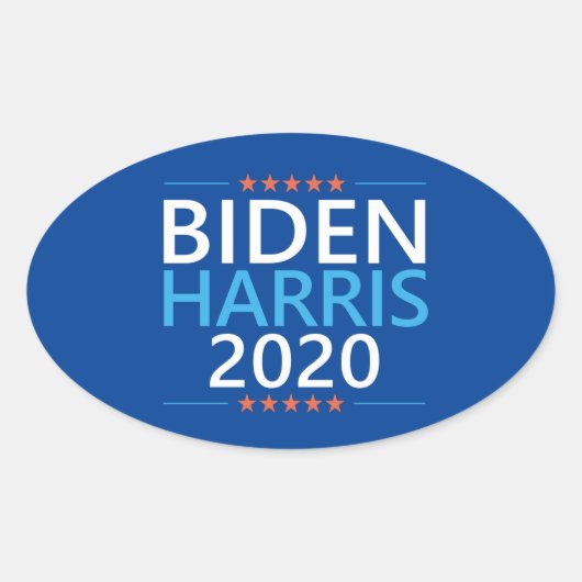 Biden Harris 2020 voor President Ovale Sticker (Voorkant)