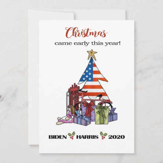 Biden/Harris 2020 Vroeg Kerstboom/Kadotjes Feestdagenkaart (Voorkant)