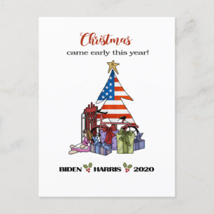 Biden/Harris 2020 Vroege kerstboom/Cadeaus Feestdagenkaart