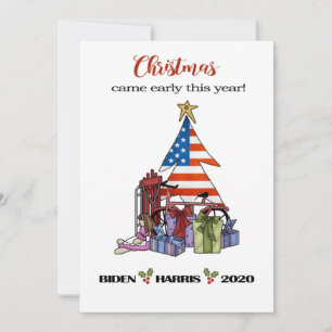 Biden/Harris 2020 Vroege kerstboom/Cadeaus Feestdagenkaart