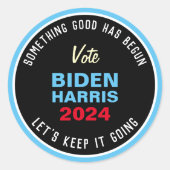 BIDEN HARRIS 2024 GA ZO DOOR RONDE STICKER (Voorkant)