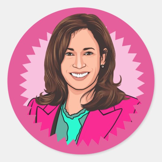 Biden Harris 2024 in Roze Ronde Sticker (Voorkant)