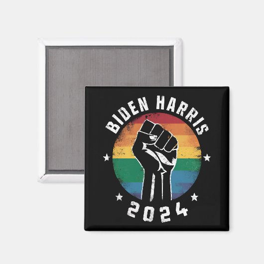 Biden Harris 2024 LGBT Rainbow Gay Pride Verkiezin Magneet (Voorkant / Achterkant)