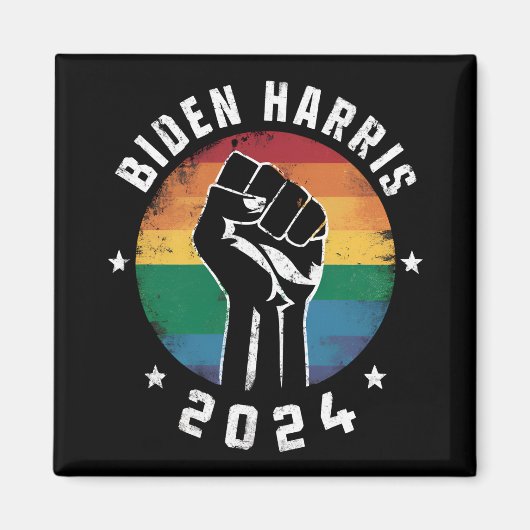 Biden Harris 2024 LGBT Rainbow Gay Pride Verkiezin Magneet (Voorkant)