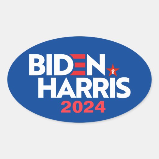 Biden Harris 2024 Ovale Sticker (Voorkant)